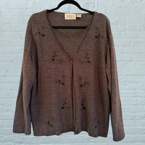 Vintage 90s Jessica grey sweater set cardigan beaded